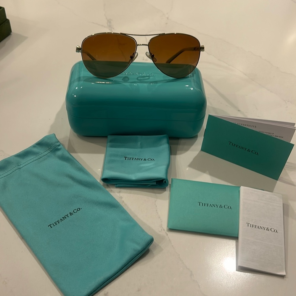 Tiffany Sunglasses-Gold Plated Pilot Style